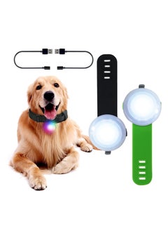 اشتري SYOSI 2 Pcs Dog Collar Lights, Led Light for Dog Collar Rechargeable Waterproof Safety Light IPX6 Waterproof & 4 Modes Light for Pet Pup Large Dogs for Night Walking (Black & Green) في الامارات