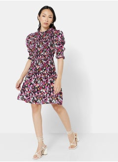 Buy Shirred Floral Midi Dress in UAE