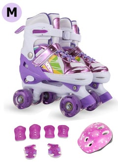 Buy Roller Skates for Kids Toddler 4 Size Adjustable Roller Skates, All 8 Light UP Wheels Girls Roller Skates Shine, Fun Illuminating Roller Skates for Boys Kids Beginners（Size M） in Saudi Arabia