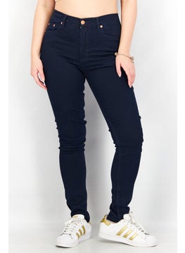 Buy Women Regular Fit Plain Stretchable Jeans, Indigo in UAE