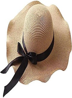 اشتري Goolsky Womens Sun Straw Hat Wide Brim UPF 50 Summer Hat Foldable Roll up Floppy Beach Hats for Women في الامارات