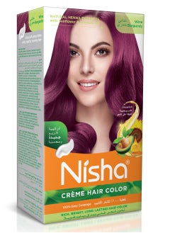 Buy Crème Hair Color, Long-Lasting Permanent Burgundy Hair Dye Color, Wine Burgundy, (60gm+60ml+18ml) in UAE