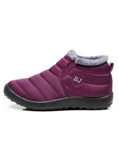 Buy Ankle Boots Thermal Slip On Casual Footwear for Women Burgundy in UAE