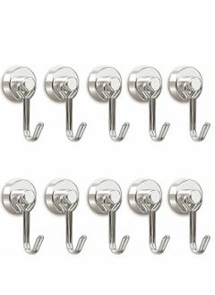 Buy Magnetic Hooks Pack of 10 Silver Heavy Duty Strong Magnet Hook with Rust Proof for Indoor Outdoor Hanging Refrigerator Grill Kitchen Key Holder Locker Classroom in Saudi Arabia