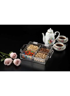 Buy Acrylic Laser Serving Tray With 4 Compartment 24.5 cm in UAE