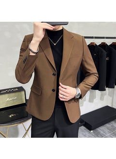 اشتري Autumn Mens Solid Color Slim Fit Blazer Coffee في السعودية