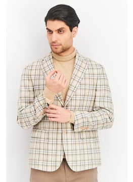 اشتري Men Slim Fit Plaid Blazer, Tan في السعودية