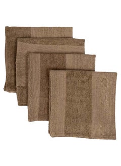 Buy Shelby Chenille Napkin, Brown - Set of 4, 40x140 cm in UAE