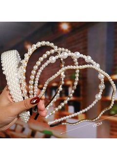 اشتري 5 Piece Pearl Hair Hoop Handwoven And Knotted Bridal Hair Accessories Of Different Styles Simple And Elegant Women'S Hair Hoop في الامارات