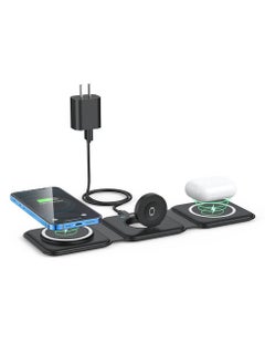 اشتري COOLBABY Magnetic Wireless Charger for iPhone,Fodable 3 in 1 Charging Station for Multiple Apple Devices,Wireless Fast Charging Stand for Mobile Phone Watch Earphones في الامارات