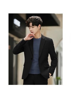 Buy Mens Korean Slim Fit Casual Blazer Jacket Black in UAE