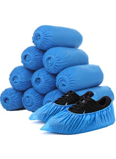 Buy 100pcs Disposable Hygienic Shoe Boot Covers, Durable CPE Material, Recyclable, Waterproof Dustproof Non-slip Shoes Protective Cover for Construction Workplace Indoor Carpet Floor Protection in Saudi Arabia