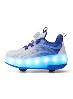 Buy Unisex Kids Roller Skates Shoes USB Charging, Girls Boys LED Roller Skate Shoes with Double Wheels Retractable Technical Skateboarding in Saudi Arabia