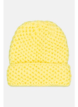 Buy Women Waffle Knit Beanie, Yellow in UAE