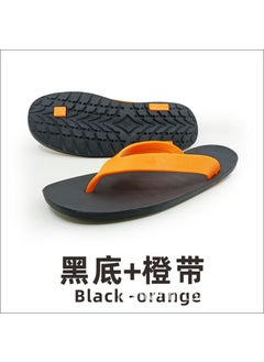 اشتري New Thai Flip-Flops Rubber Sole Fashion Mens Casual SlidesBlack + Orange Band Black + Orange Band في الامارات