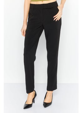 Buy Women Solid Stretchable Skinny Leg Pants, Black in UAE