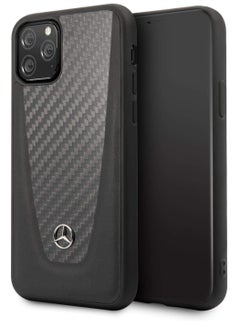 اشتري Mercedes Benz Hardcase Leather With Carbon Fiber For iPhone 12 Pro Max - Black في مصر