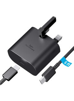 Buy 25W USB-C Fast Charger with 6FT Cable for Samsung Galaxy S24/S23/S22 Series – Super Fast Wall Charger in UAE