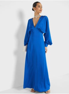 Buy V-Neck Flared Sleeve Dress in Saudi Arabia