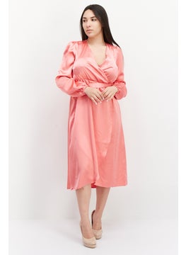 Buy Women Plain Midi Dress, Pink in Saudi Arabia