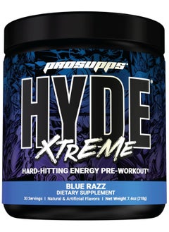 Buy Hyde Xtreme Hard Hitting Energy Pre Workout Blue Razz  Flavour 30 Servings in Saudi Arabia