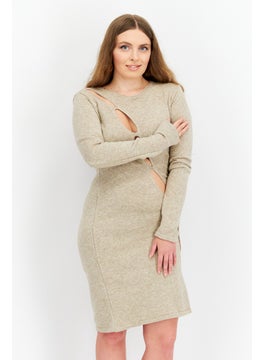 اشتري Women Knitted Midi Dress, Beige في السعودية