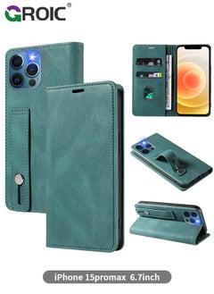 اشتري For iPhone 15 Pro Max Case,Luxury Leather Wallet Cover, Leather Wallet Case Classic Design with Card Slot and Magnetic Flip Flip Folding Case for iPhone 15 Pro Max Phone Shell 6.7'' في الامارات