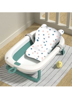 اشتري Collapsible Baby Bathtub Portable Folding Washing Tub with Cushion for Toddler Infants Newborn 0-36 Month في الامارات