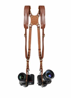 Buy Camera Strap Shoulder for Two Cameras Dual Accessories Adjustable Leather Harness DSLR SLR in UAE