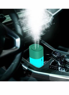 اشتري Mini Humidifier, Double Spray USB Car Humidifier Mute Portable 3 Mist Mode Humidifiers for Baby, Auto Shutdown 350 ml 7 Color LED Night Light Humidifiers for Bedroom, Travel, Office (Green) في الامارات