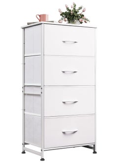 Buy Dresser with 4 Drawers, Storage Tower, Organizer Unit, Fabric Dresser for Bedroom, Hallway, Nesting Tables, Entryway, Closets, Sturdy Steel Frame, Wood Top, Easy Pull Handle in Saudi Arabia