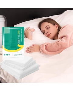 اشتري Pillowcase SetsDisposable Bed Sheets, 4-Piece Portable Disposable Sheet Ready to use Disposable Bedding Set في السعودية