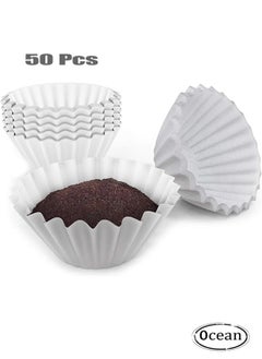 اشتري 50Pcs Coffee Filter Paper Disposable Large White Paper Coffee Filter for Home, Cafes, Restaurants, and Offices Use Coffee Filters في الامارات