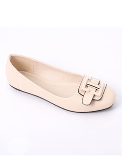 Buy Slip On Plain Beige Flats With Front Buckle in Egypt