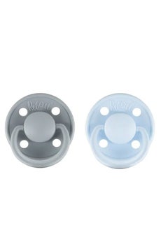 اشتري Rebael Mono Natural Rubber Round Pacifier Size 2 - Baby 6M+ (2-pack) - Pewter / Tiny Sky في السعودية