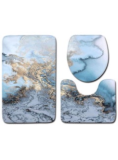 Buy 3-Piece Marble Printed Bath Mat Set 45*75cm in UAE