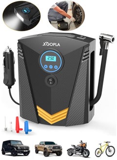 Buy Digital Car Tire Inflator,150PSI Air Compressor,DC12V Cord Portable Air Pump with Digital Pressure Display,Auto Stop,LED Light,3 Nozzles,Valve Adaptors for Car/Bicycle/Moto/Ball in UAE