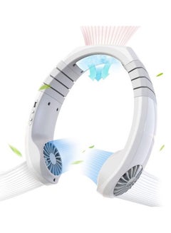 Buy USB Hanging Neck Fan, Air Cooler USB Micro Portable 2 in 1 Air Cooler Mini Electric Air Conditioner Scarf Cooling Portable Hanging Neck Fan (White) in UAE