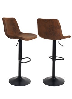 اشتري 2 Pieces Bar Stools Chair Brown 40x40x108cm Chair High Stool Chair Adjustable Swivel Bar Chair with Footrest for Kitchen Bar Counter في السعودية