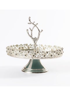 اشتري Elmas 1 - Tier Round Platter, Silver - 25 cm في الامارات