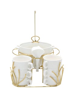 Buy Shallow Bone China Porcelain 16-Piece Soup Set - White and Gold Elegance - CX1828-N-MG in UAE