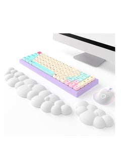 اشتري Keyboard Cloud Wrist Rest 2 Piece Set, High Density Memory Foam Keyboard Palm Rest, Ergonomic Keyboard Wrist Rest, Pain Relief, Office, Computer, Laptop, Gaming, Mouse Pad Rest (White) في الامارات