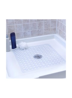 Buy Square Shower Mat Non Slip Anti Mould Anti Slip Shower Mat with Suction Cup, Antibacterial Rubber Bathtub Mat with Drain Holes, Machine Washable, Clear in UAE