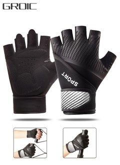 Buy Cycling Gloves MTB Anti-Slip Shock-Absorbing Bicycle Gloves, Breathable Half Finger Gloves with Extended Wrist Support, for Fitness Cycling Training Outdoor Sports-L in Saudi Arabia