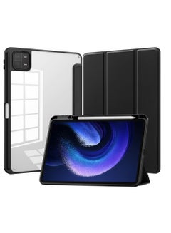 Buy Transparent Hard Shell Back Trifold Smart Cover Protective Slim Case for Xiaomi Mi Pad 6 /Pad 6 Pro Black in Saudi Arabia