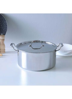 Buy Celina Stainless Steel Casserole With Ss Lid 2.5Mm Stainless Steel Non-Stick Stockpot With Cover For Kitchen W28Xh14.3Cm - Silver in UAE