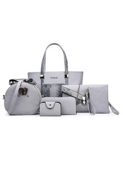 Buy 6-piece Women's Shoulder Bag Handbag Set Fashionable Elegant and Versatile Suitable for Various Scenarios Freely Combined for Ladies Gray in Saudi Arabia