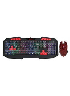 اشتري XTRIKE ME MK-503KIT Wired RGB Backlit Gaming Keyboard and Mouse Combo Set with Multimedia Keys Wrist Rest 3200 DPI (Black) في الامارات