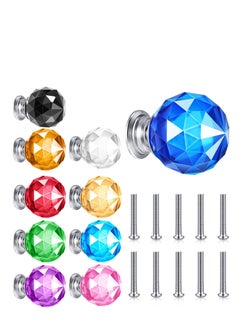 اشتري Dresser Knobs for Cabinets and Drawers, 30mm Multicolor Crystal Knobs, Glass Knobs Pull for Cabinets and Drawers Crystal Hardware for Dresser Drawers and Kitchen, Pack of 10 في السعودية