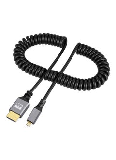 Buy HDMI Type-A to HDMI Type-D HDMI OD4.0 Spring Cable, Length: 0.5m~2.4m(Grey Shell) in Saudi Arabia